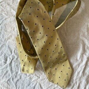 Y2K Vintage Brooks Brothers Silk Tie Makers Merchants Yellow Polka Dot USA Made